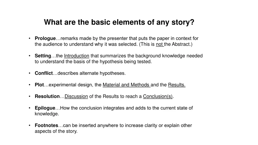 what are the basic elements of any story
