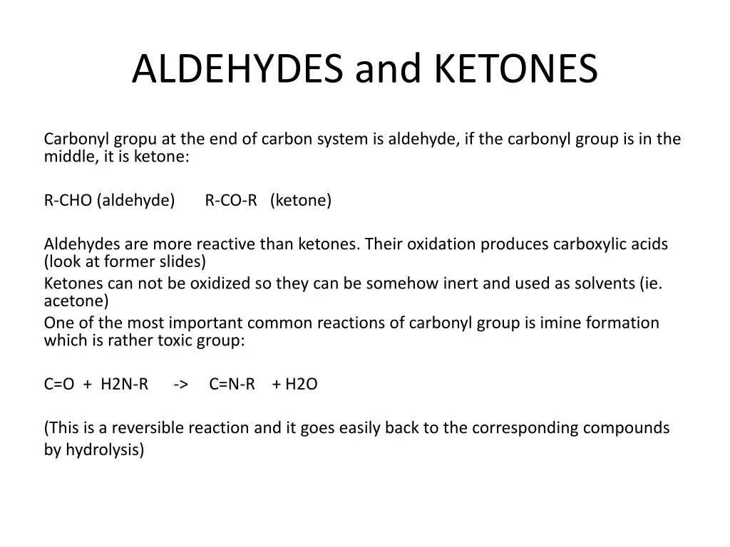 aldehydes and ketones