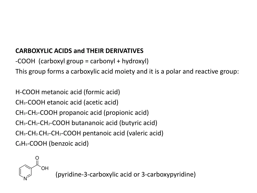 carboxylic acids and their derivatives cooh