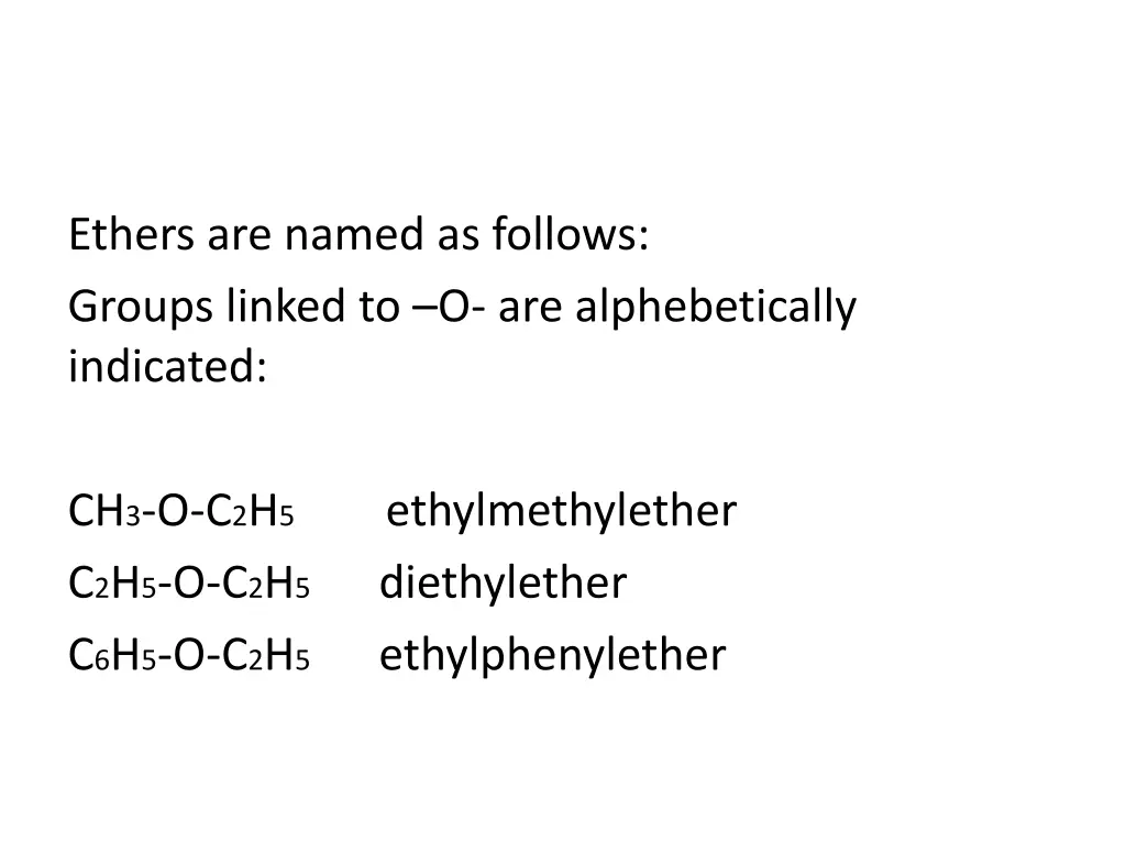 ethers are named as follows groups linked