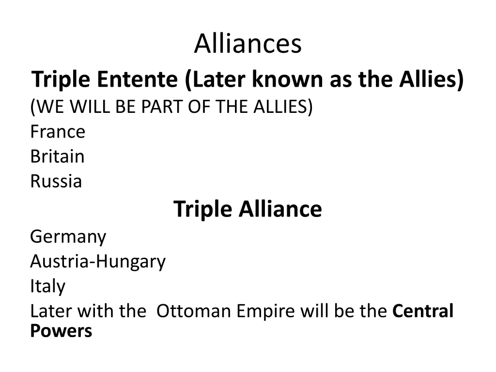 alliances