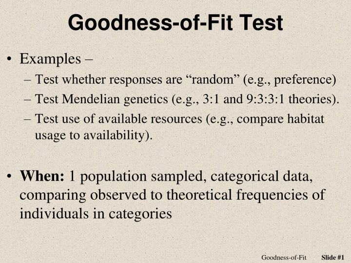 goodness of fit test