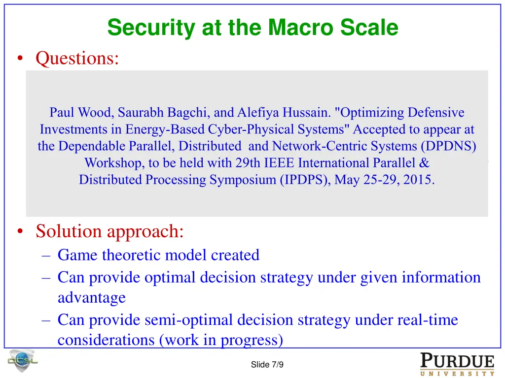 security at the macro scale questions how should