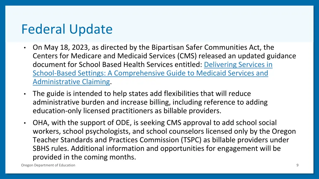 federal update