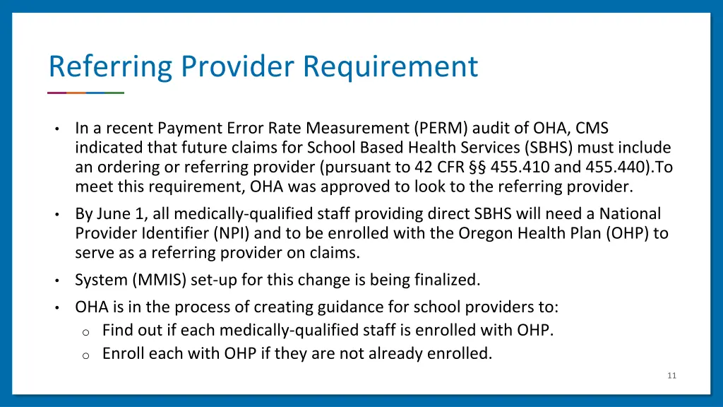 referring provider requirement