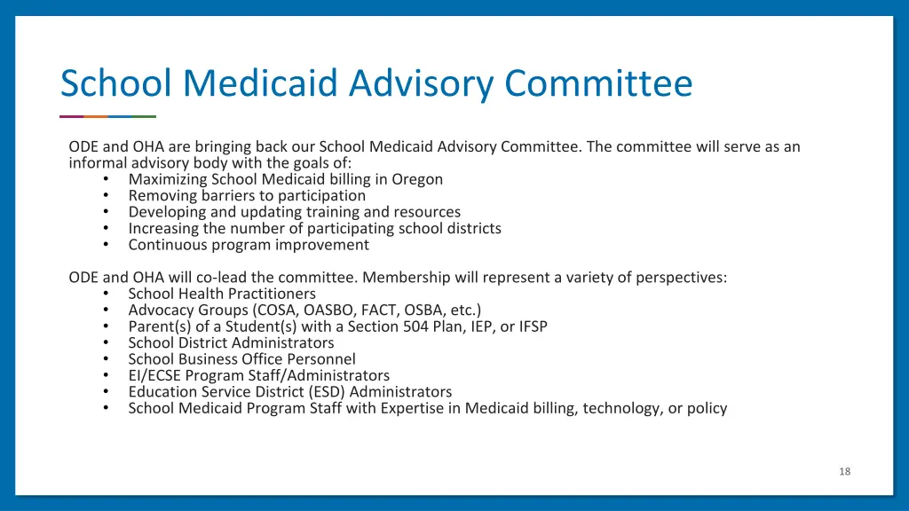 school medicaid advisory committee 1