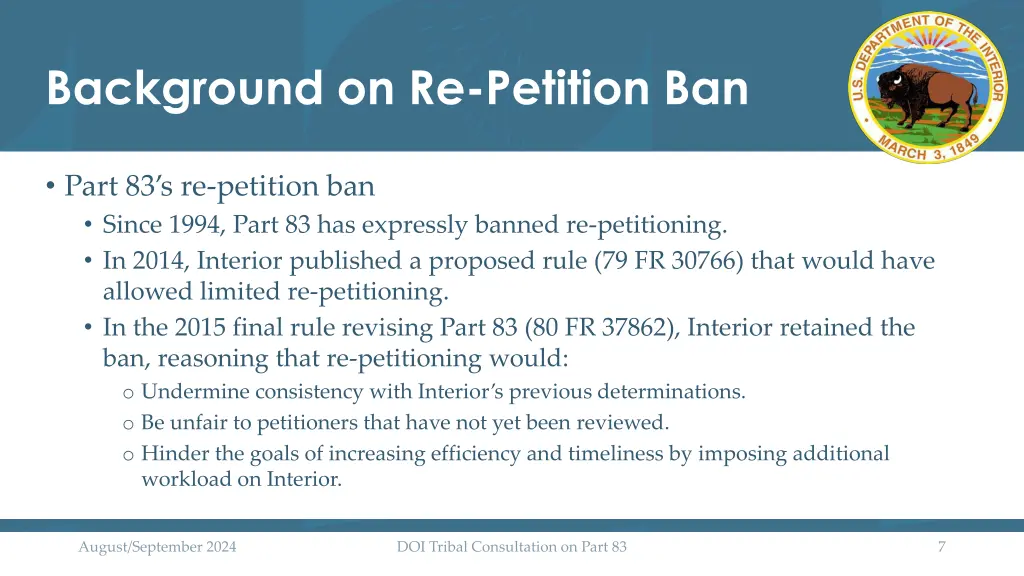 background on re petition ban