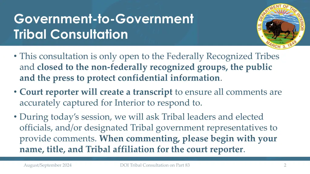 government to government tribal consultation