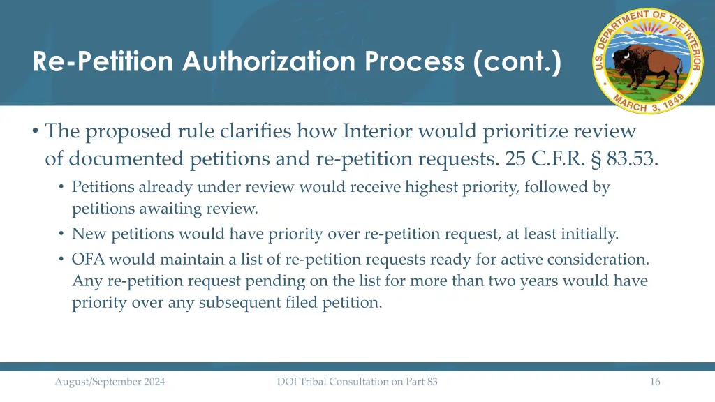 re petition authorization process cont 2