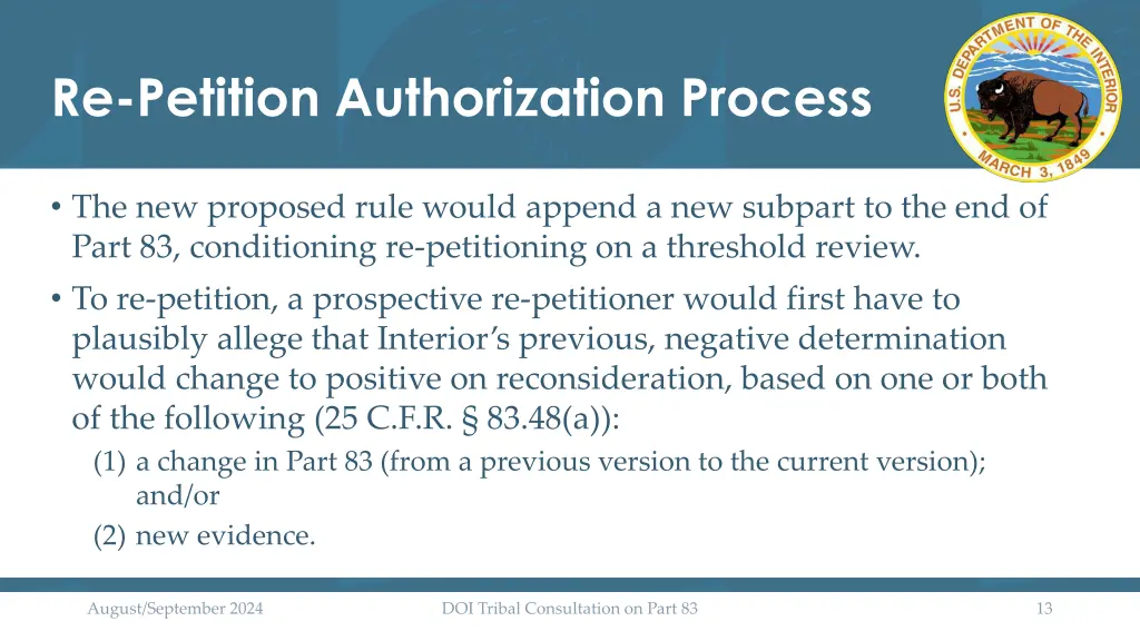 re petition authorization process