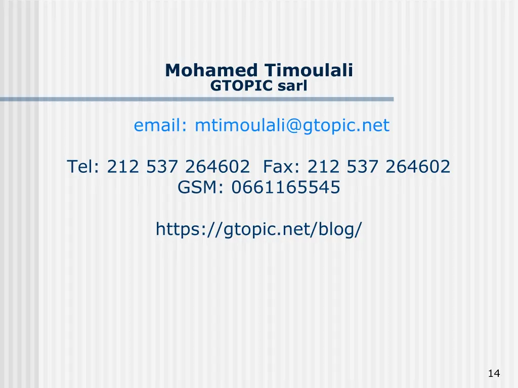 mohamed timoulali gtopic sarl