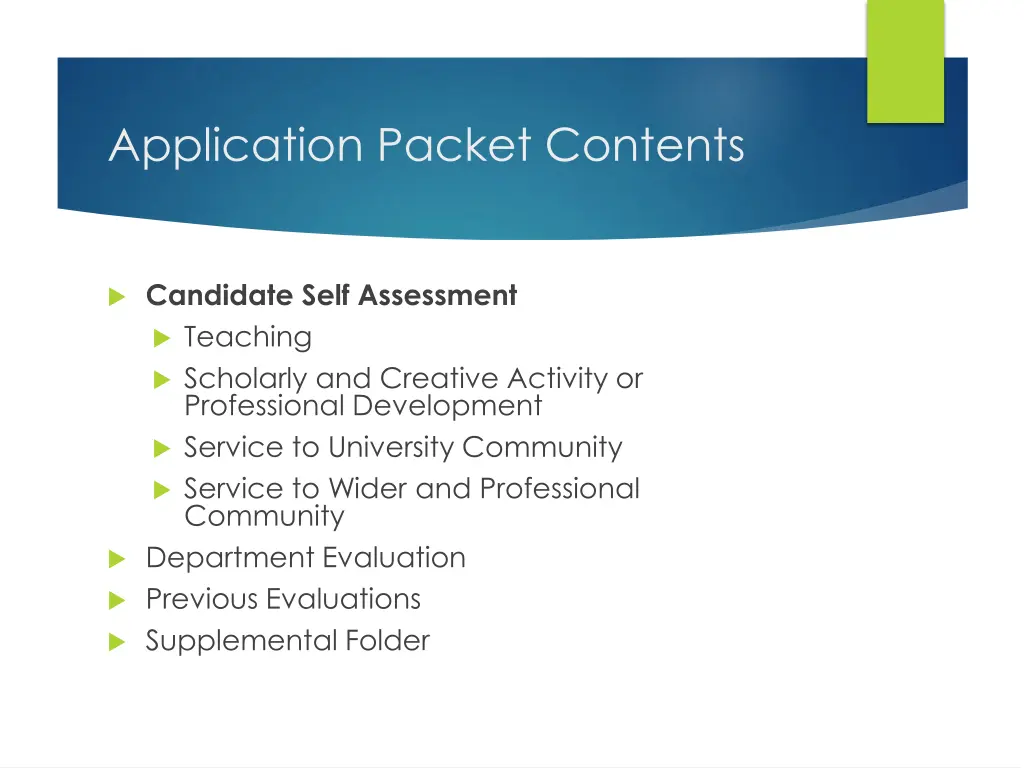 application packet contents 1