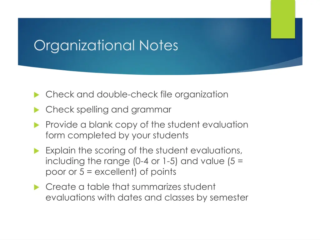 organizational notes