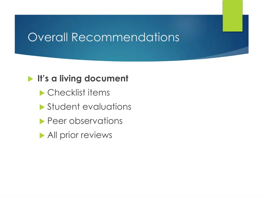 overall recommendations