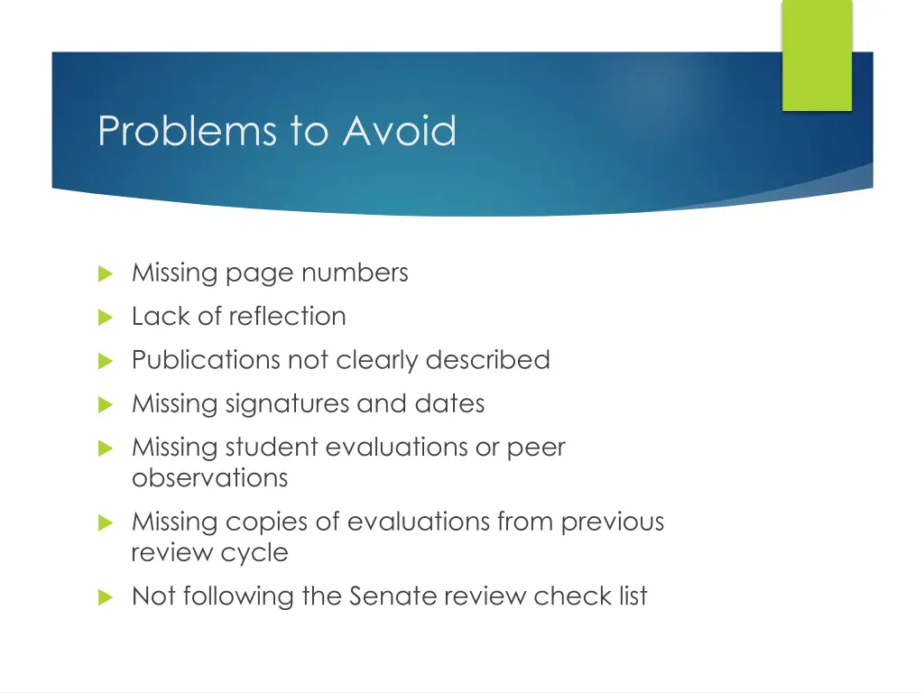 problems to avoid