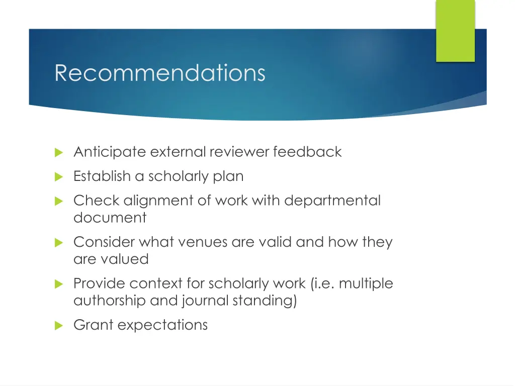 recommendations