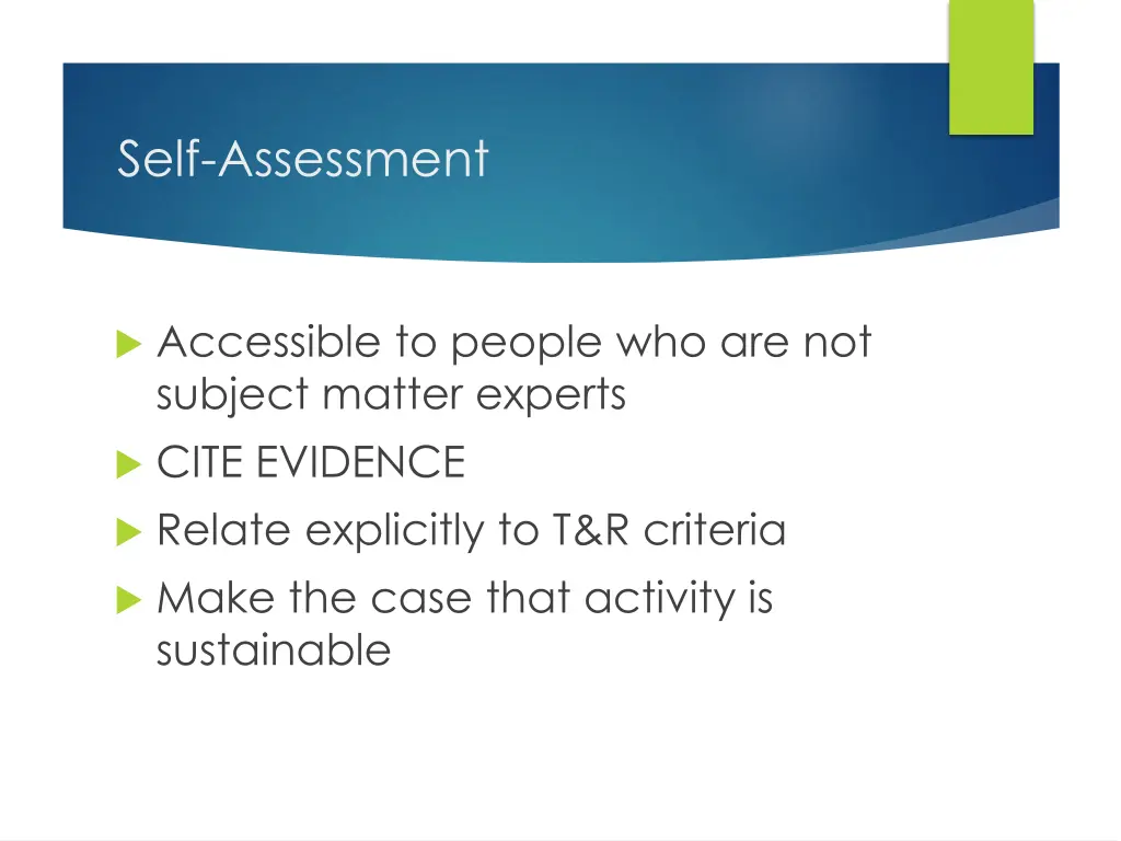 self assessment