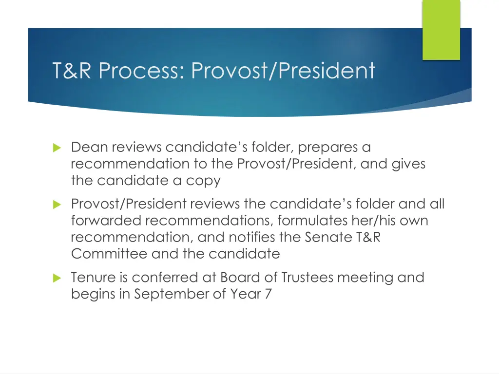 t r process provost president