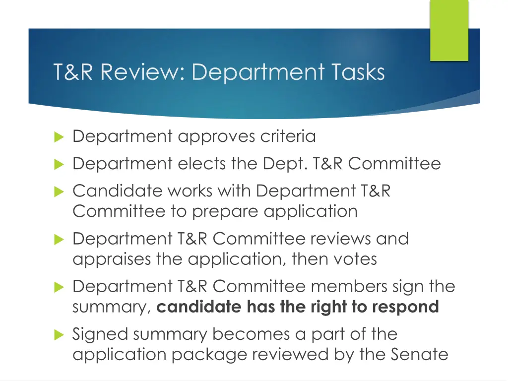 t r review department tasks
