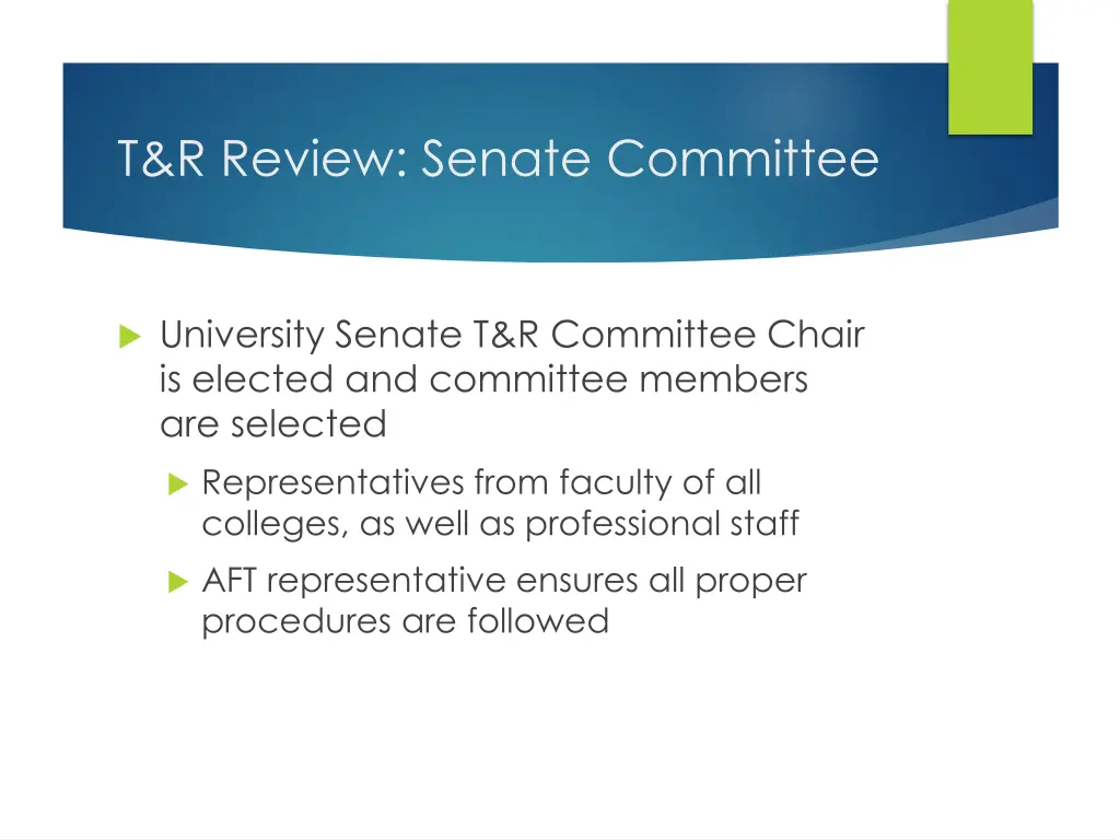 t r review senate committee