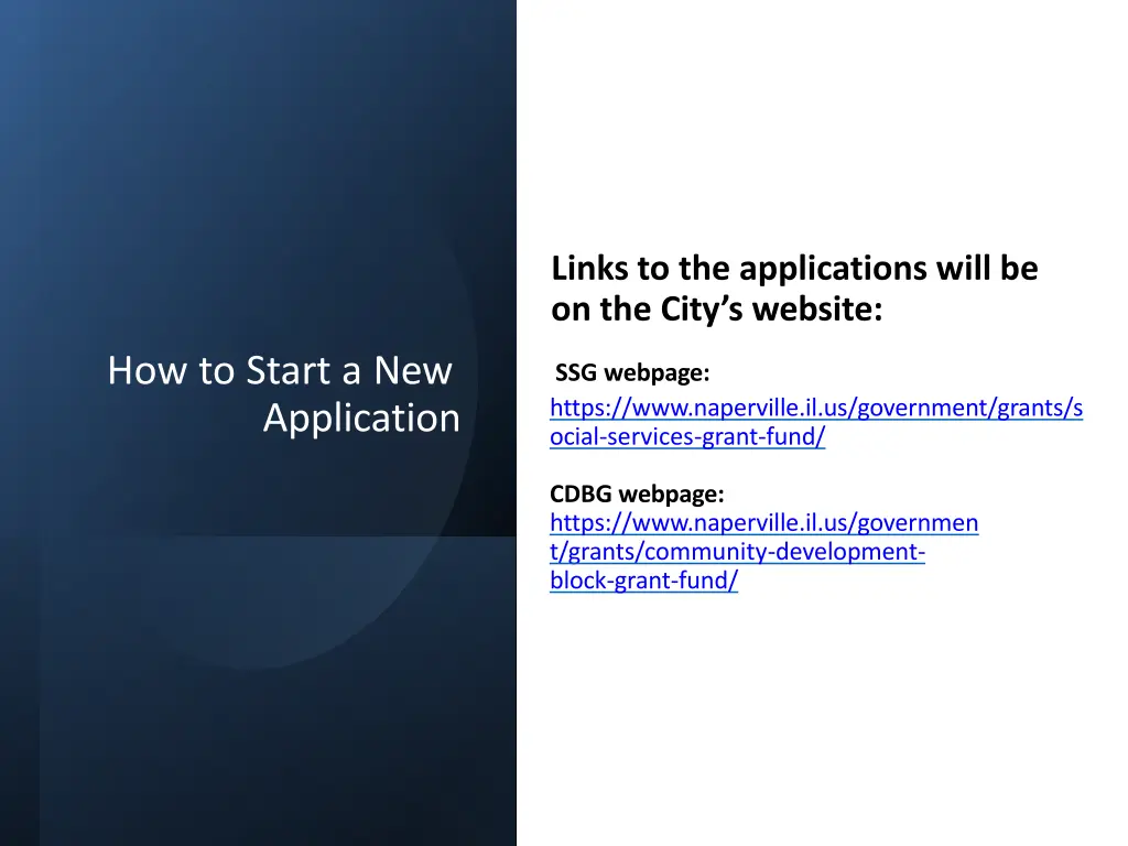 links to the applications will be on the city