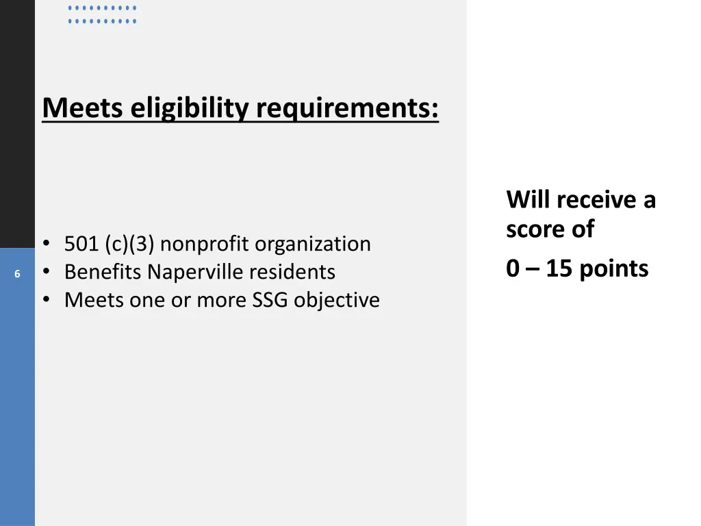 meets eligibility requirements