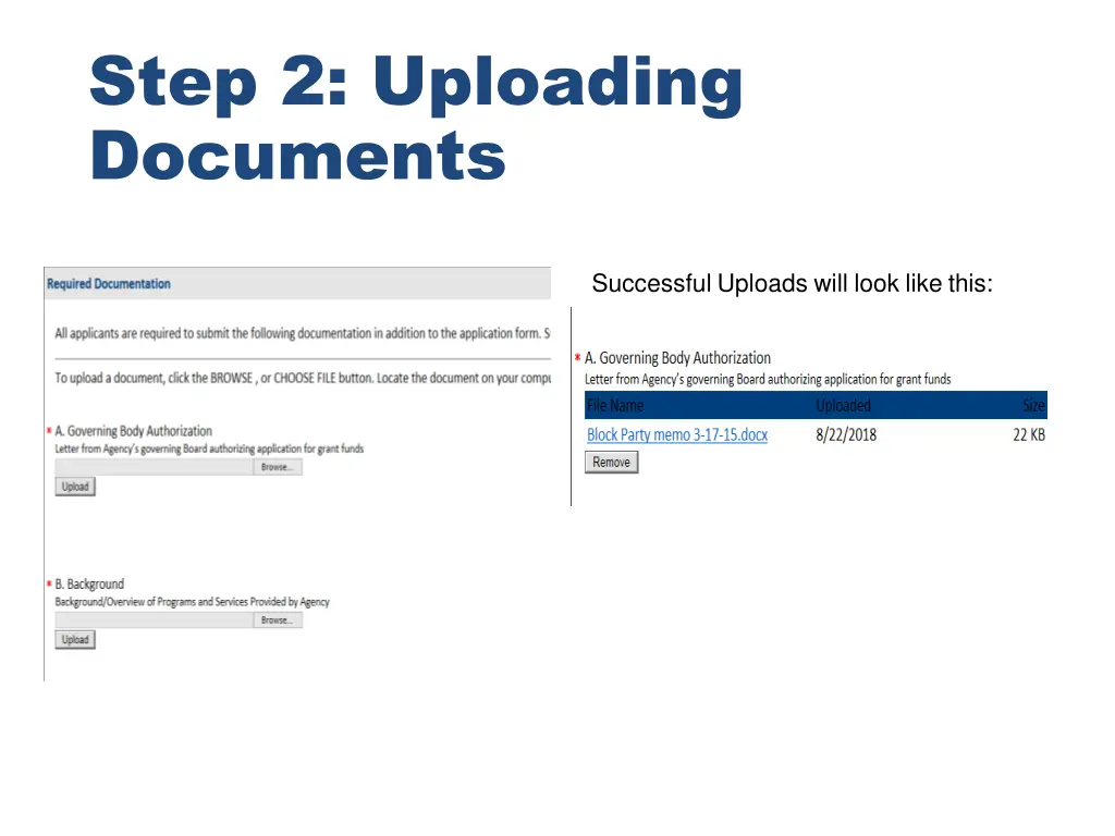 step 2 uploading documents
