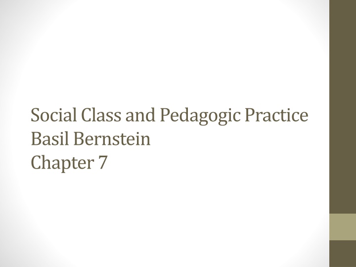 social class and pedagogic practice basil