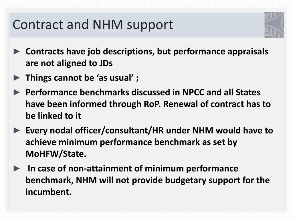 contract and nhm support