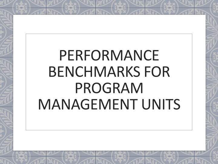 performance benchmarks for program management