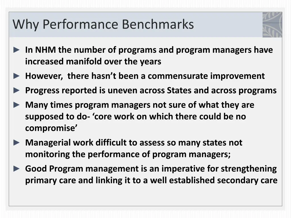 why performance benchmarks