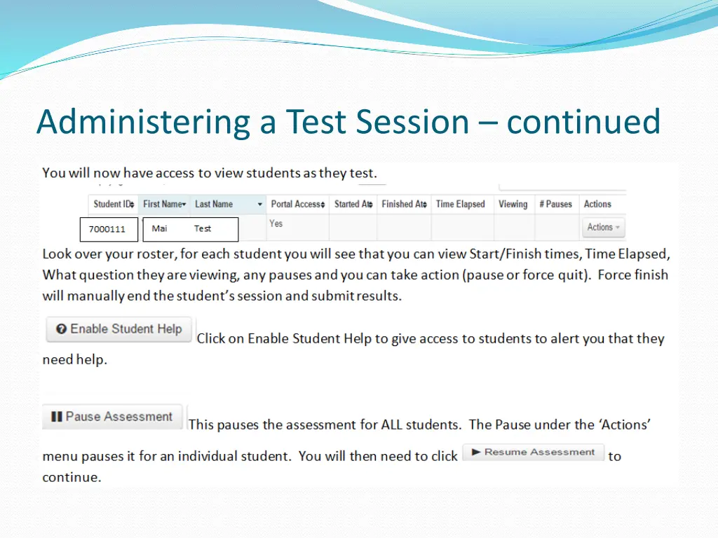 administering a test session continued 1