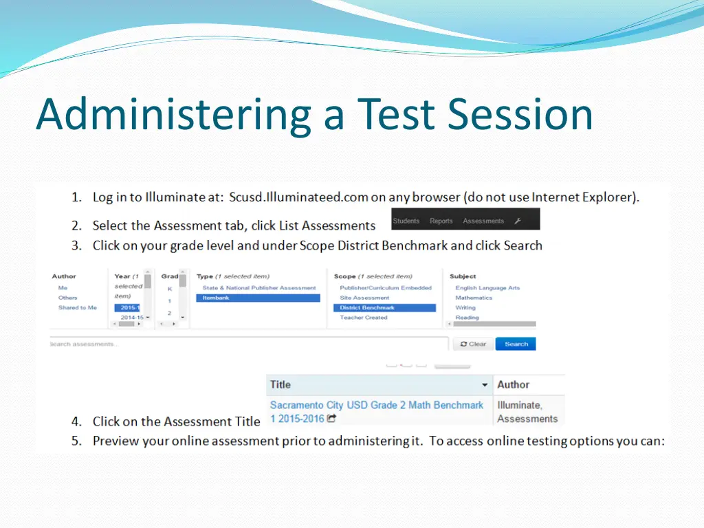 administering a test session