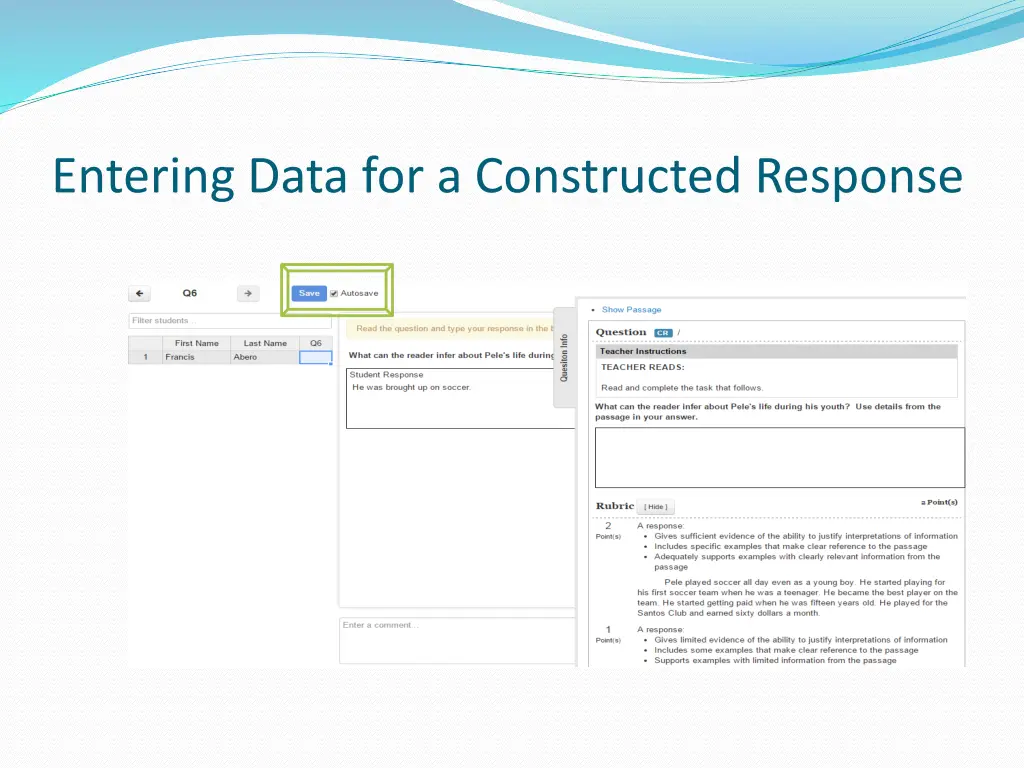 entering data for a constructed response 1