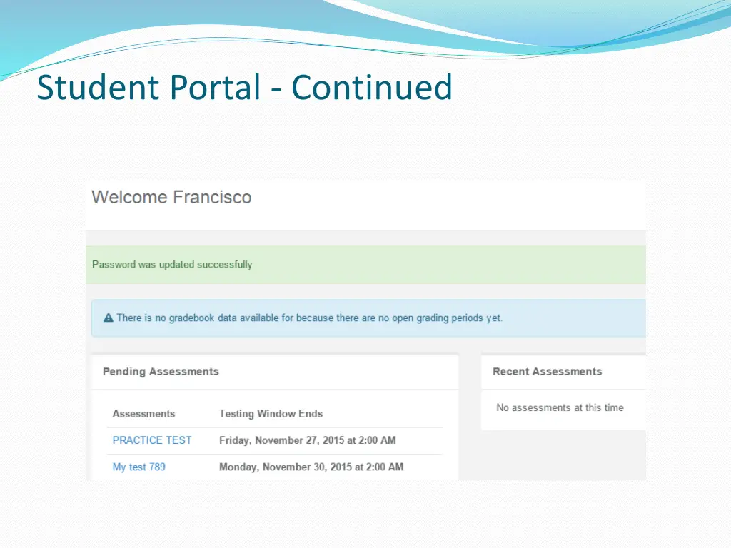 student portal continued