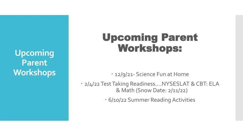 upcoming parent upcoming parent workshops