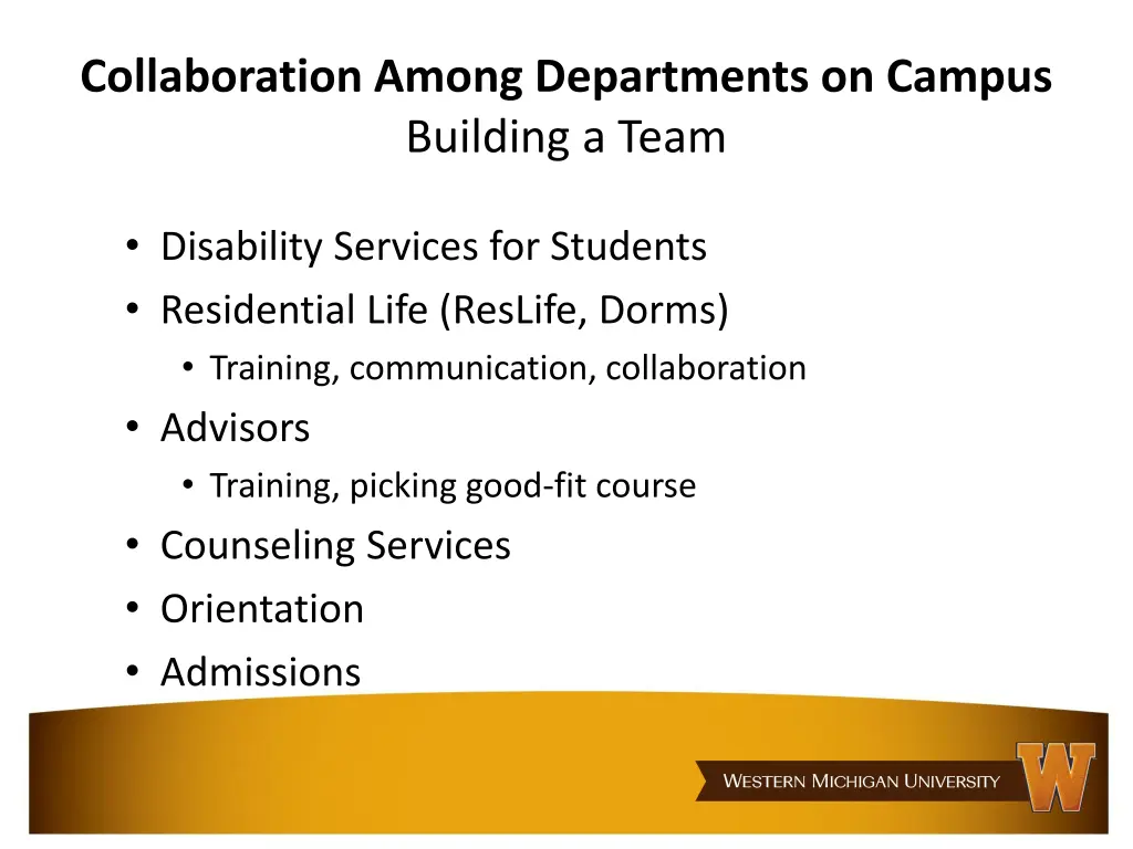 collaboration among departments on campus