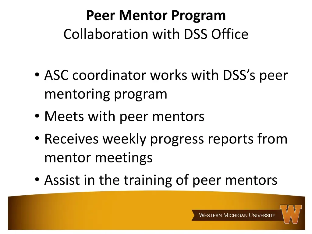 peer mentor program collaboration with dss office