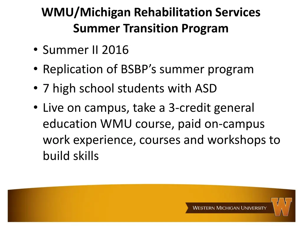 wmu michigan rehabilitation services summer