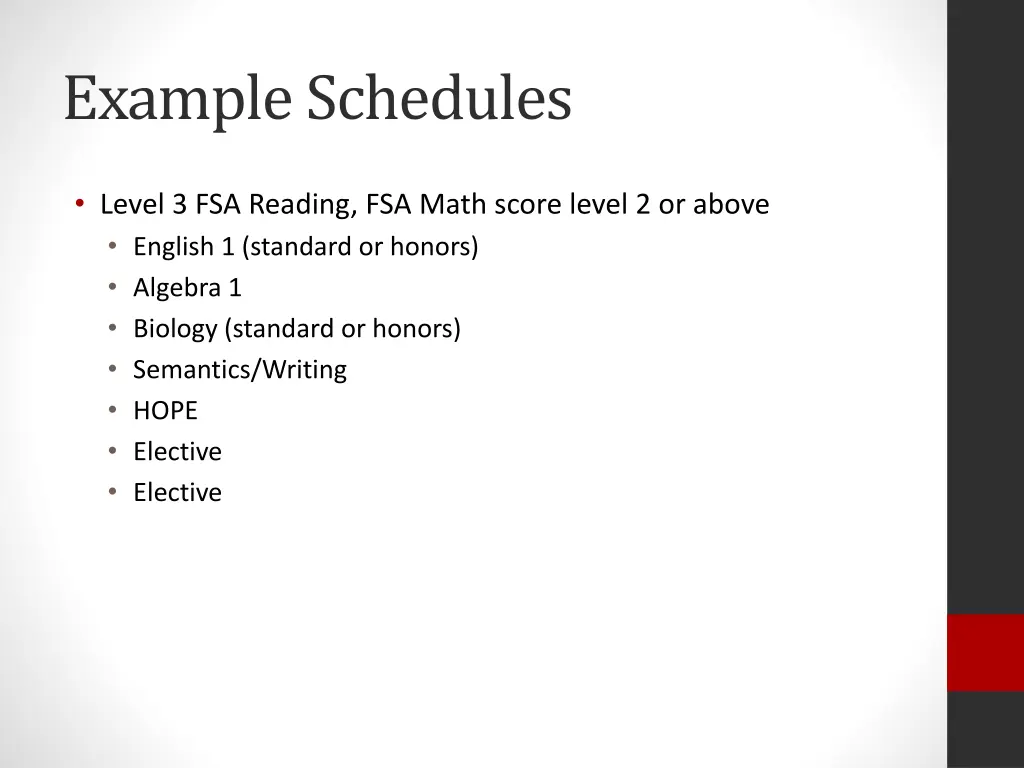 example schedules 1