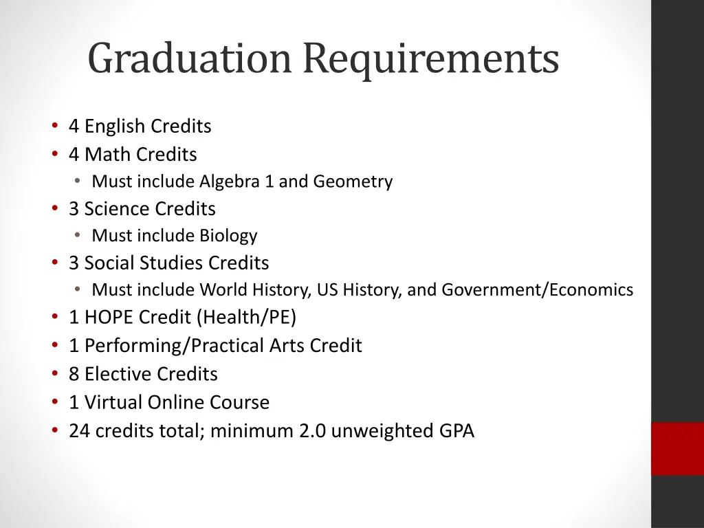 graduation requirements 1