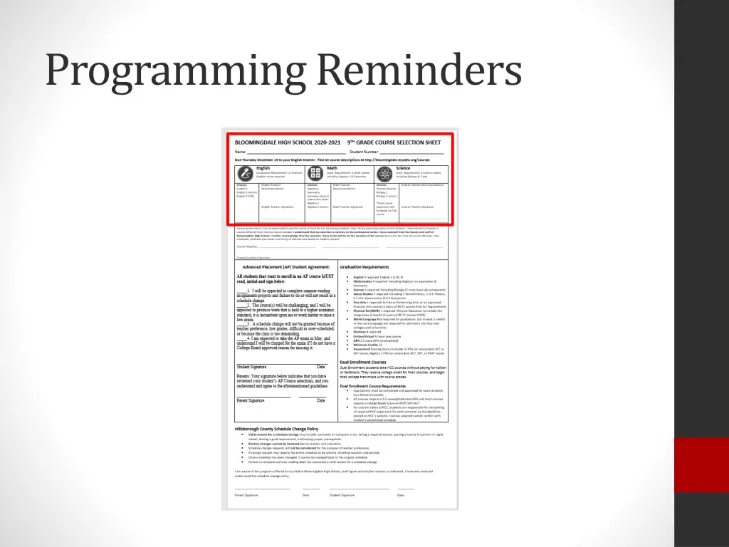 programming reminders