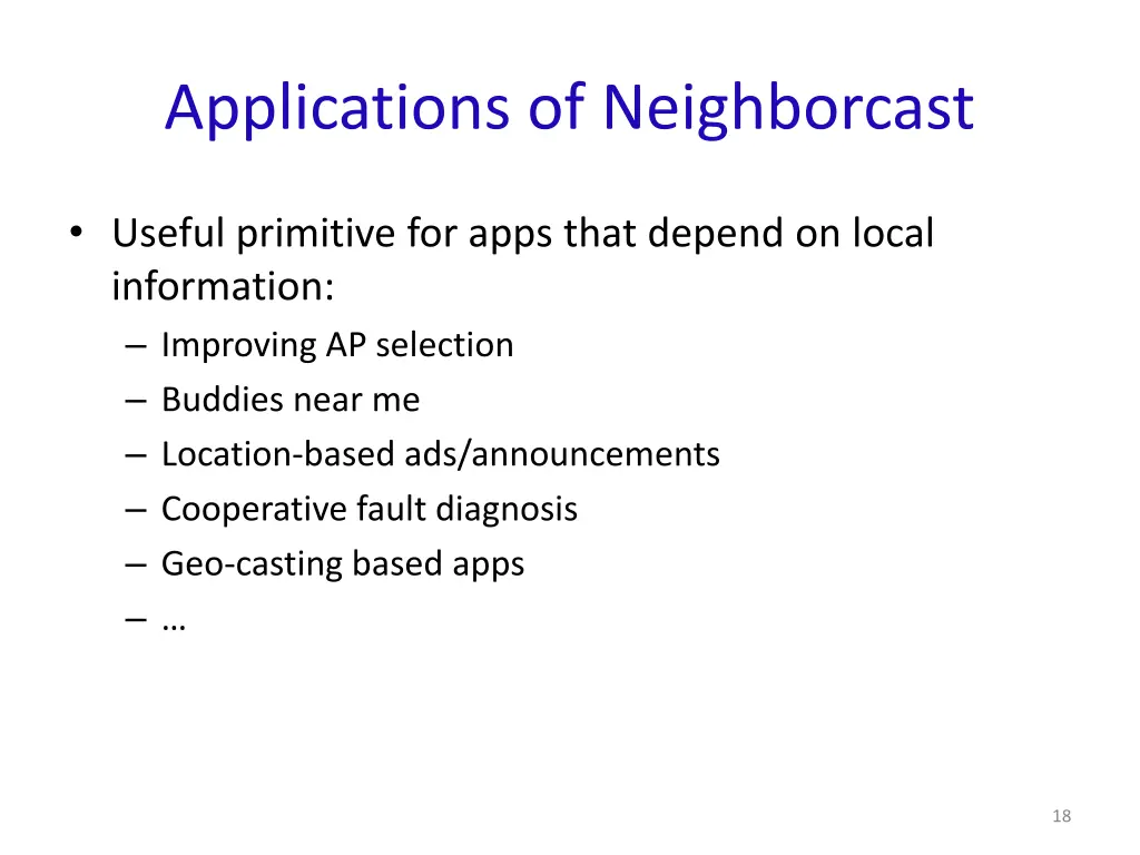 applications of neighborcast