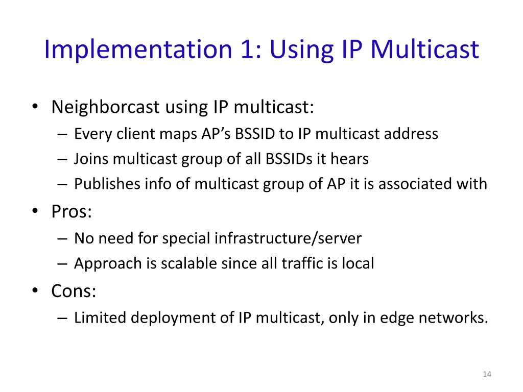 implementation 1 using ip multicast 1