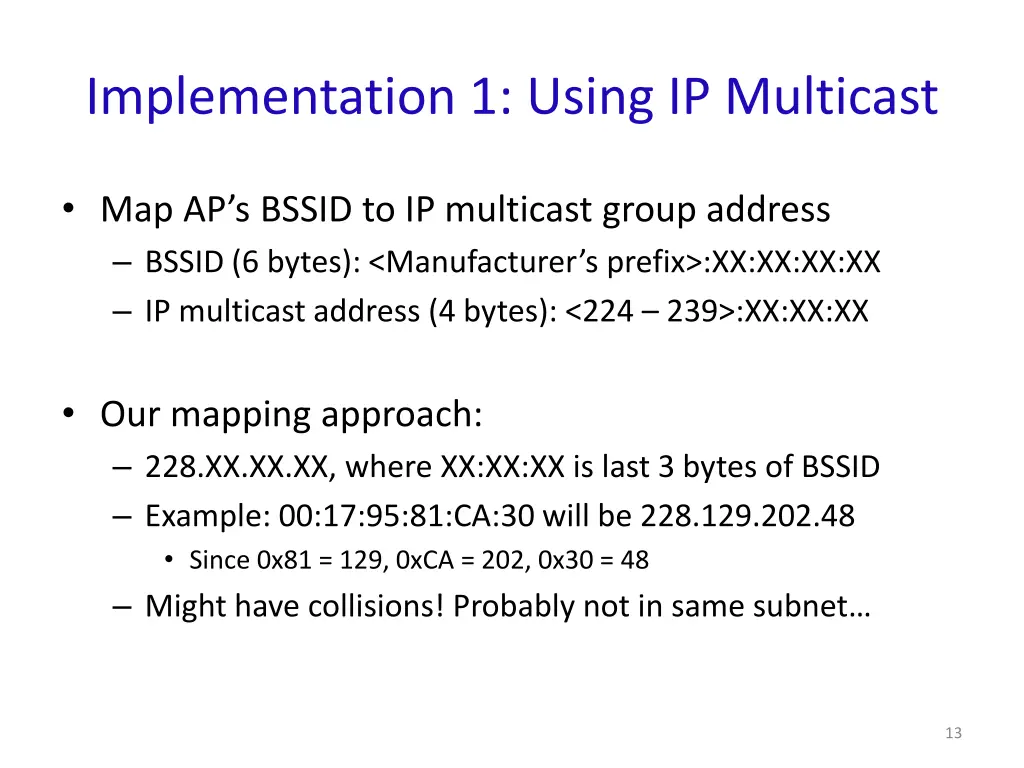implementation 1 using ip multicast