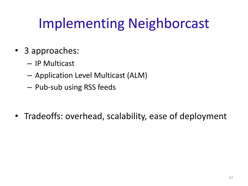 implementing neighborcast