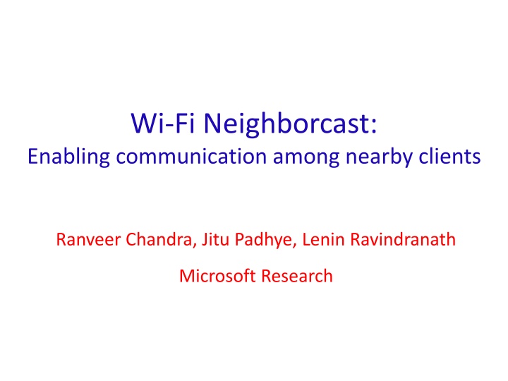 wi fi neighborcast enabling communication among