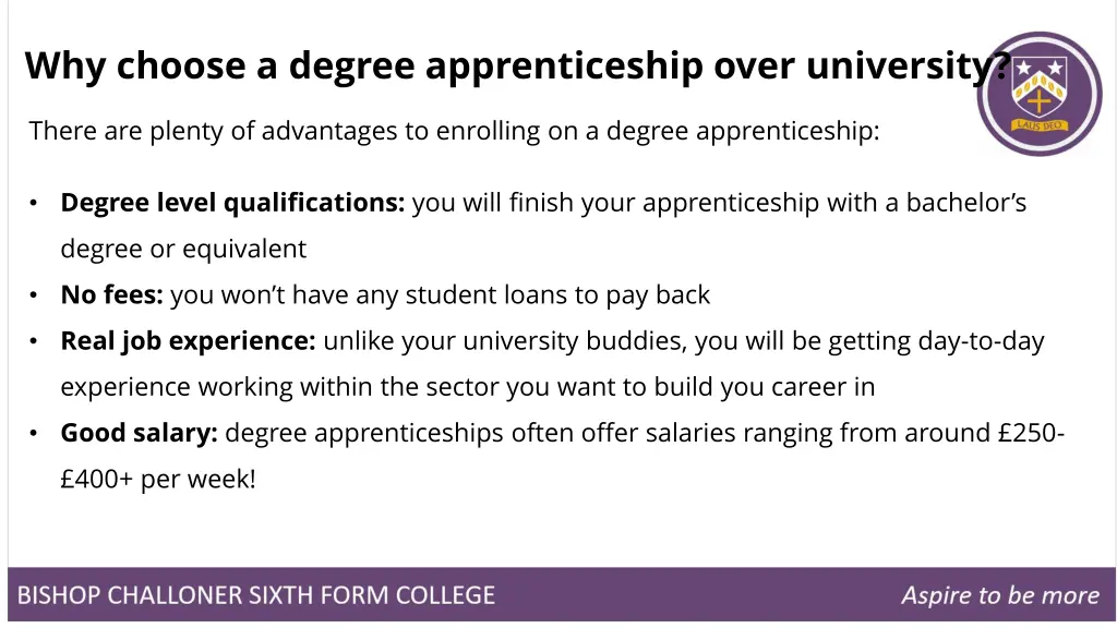 why choose a degree apprenticeship over university