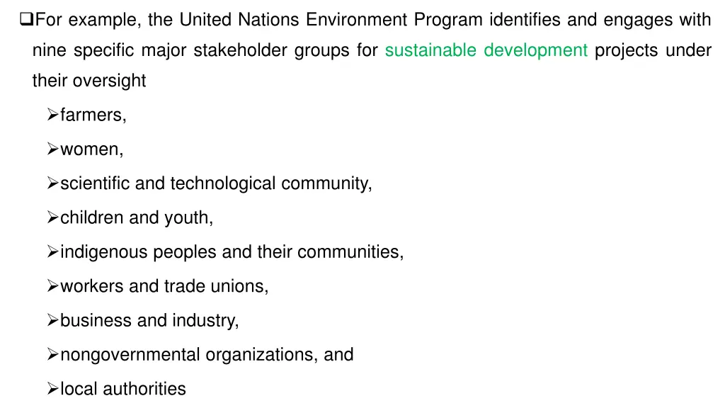 for example the united nations environment