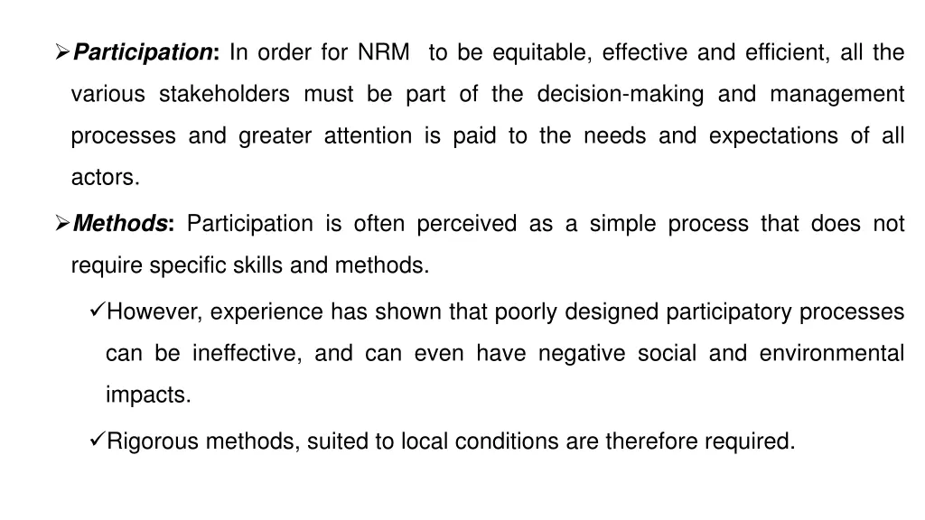 participation in order for nrm to be equitable